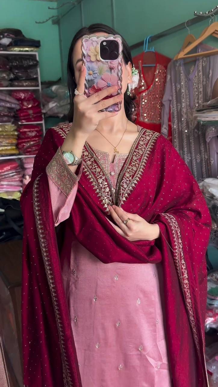 DC G76 Pure Chinon Embroidery Kurti With Bottom Dupatta Wholesale Shop in Surat